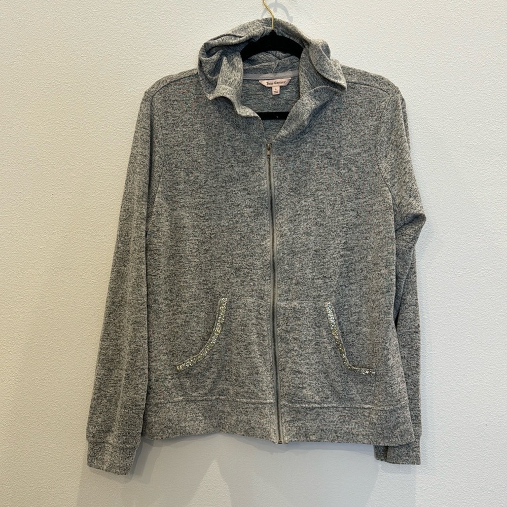 VINTAGE Juicy Couture Women Sweatshirt Large Gray Hoodie - Picture 1 of 10